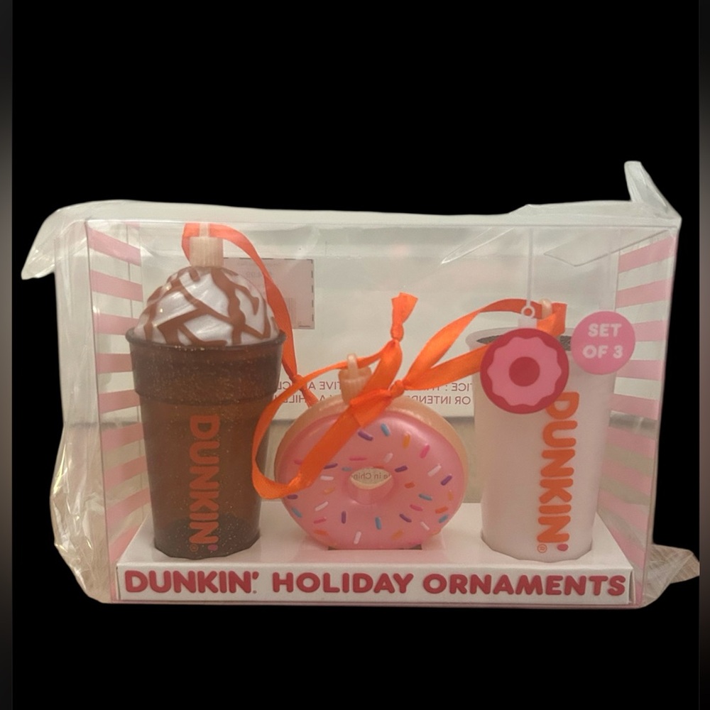 Dunkin' Donuts Holiday Ornament Set - Brown, Pink, White New